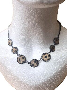 Genuine Calf Hair Fawn Bambi Print Statement Necklace Soft Wildside Mobwife Y2K